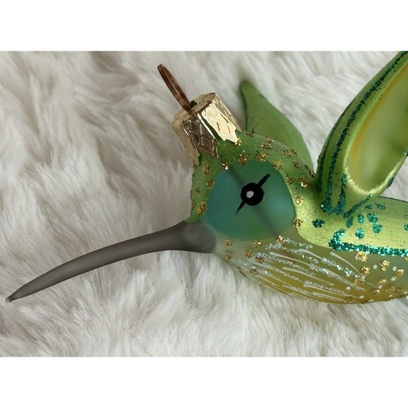 BEAUTIFUL Anthropologie Hand Blown Glass Hummingbird Ornament • Poland • Glitter - Picture 6 of 11